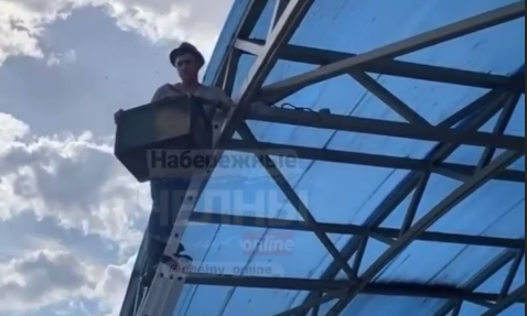 Житель Челнов снял пчелиный рой с козырька крыши ТЦ