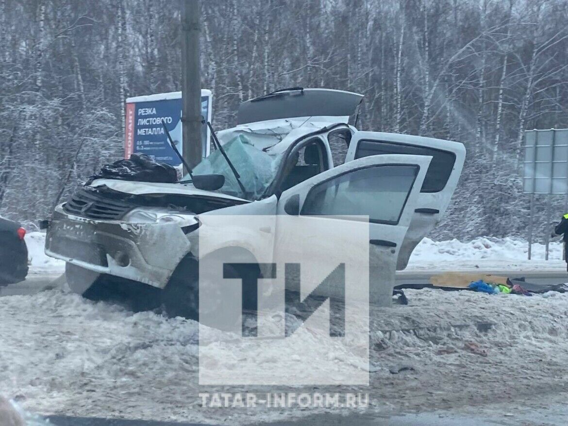 В&nbsp;Татарстане автомобиль разбился о&nbsp;столб, есть пострадавшие