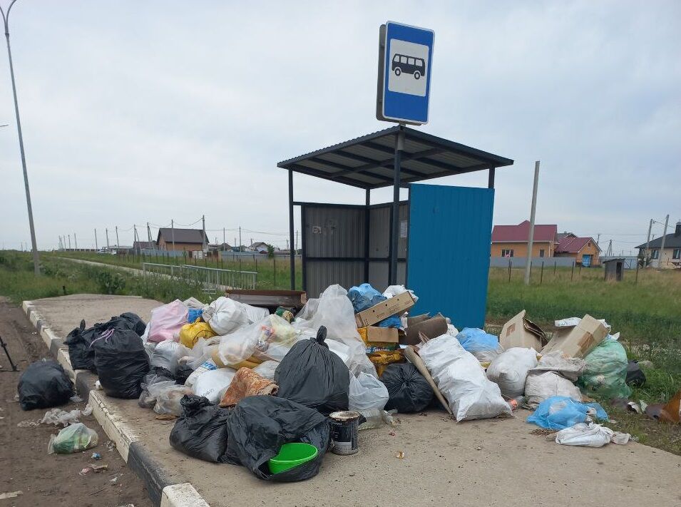 Жители села Азьмушкино жалуются на&nbsp;горы мусора на&nbsp;остановочных павильонах