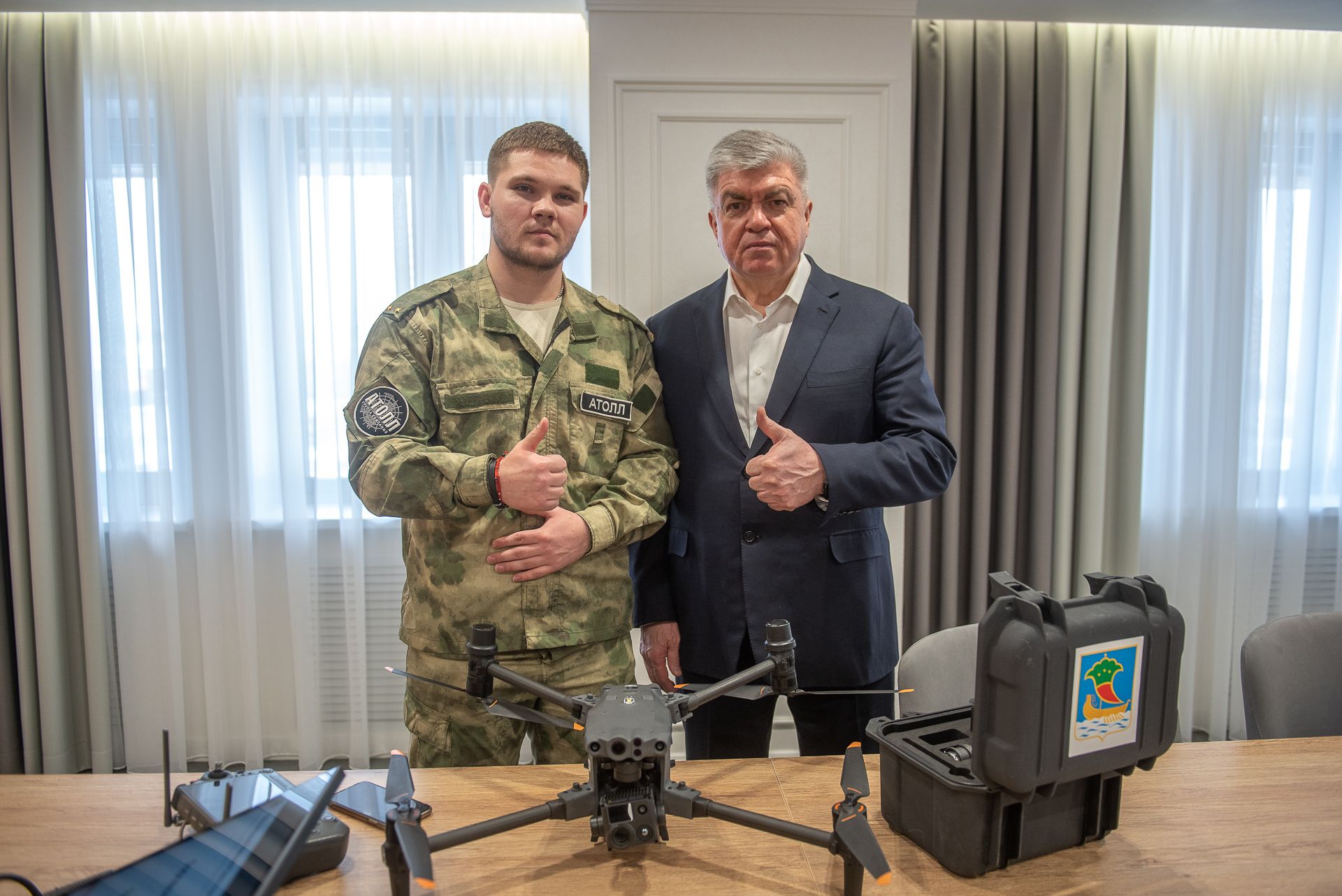 Наиль Магдеев передал военнослужащим квадрокоптер
