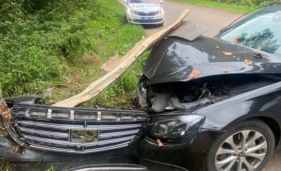 В Нижнекамске водитель Mercedes врезался в дерево и получил травмы