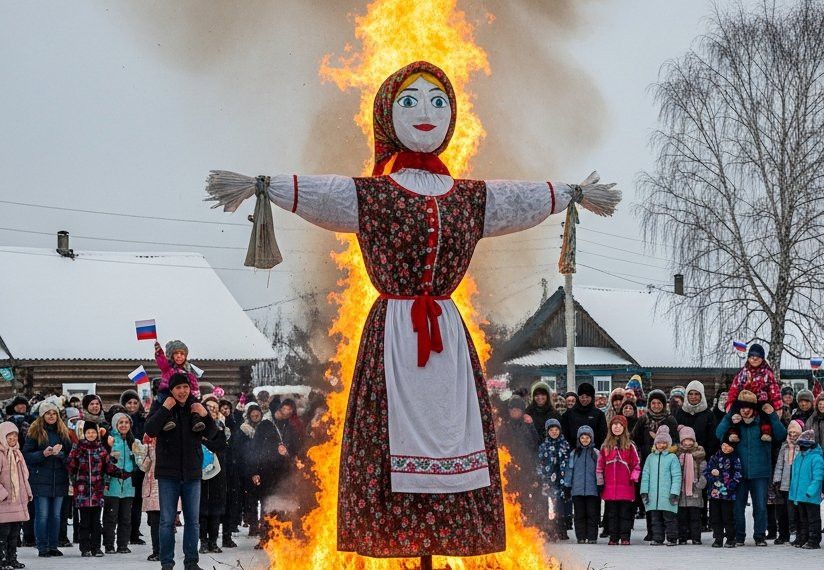Россиянам напомнили о штрафах за сжигание чучела на Масленицу
