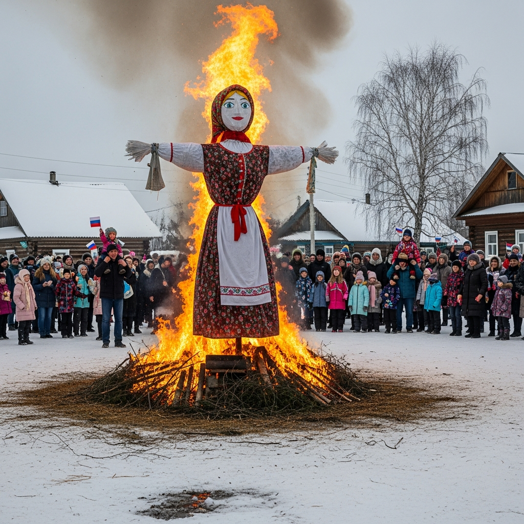 Россиянам напомнили о штрафах за сжигание чучела на Масленицу