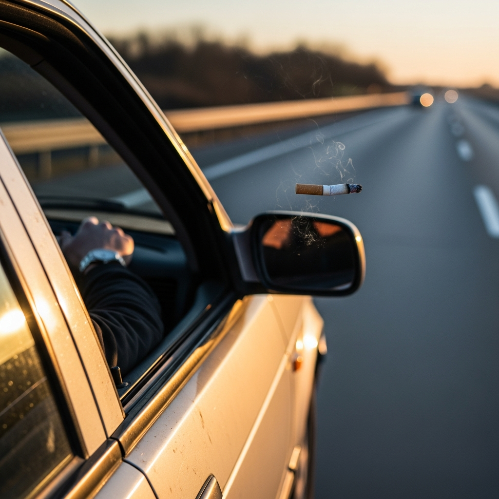 За выброс окурков из окна авто грозит штраф до 50 тысяч рублей