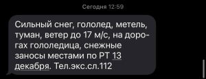 В Татарстане объявлено предупреждение о сильном снегопаде и гололеде