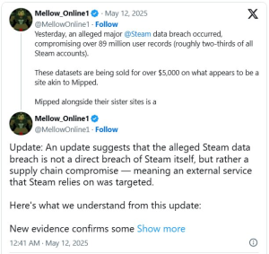 Утечка данных 89 млн аккаунтов Steam: что известно и кто в зоне риска