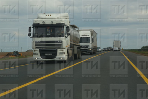 В Татарстане на трассе М7 загорелась фура с углем для мангала