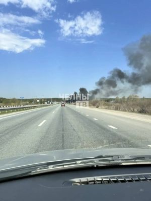 На трассе в сторону Елабуги загорелся большегруз