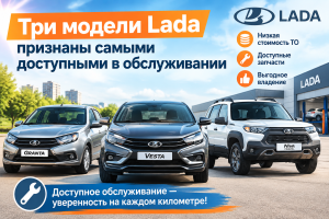 Три модели Lada признаны самыми доступными в обслуживании